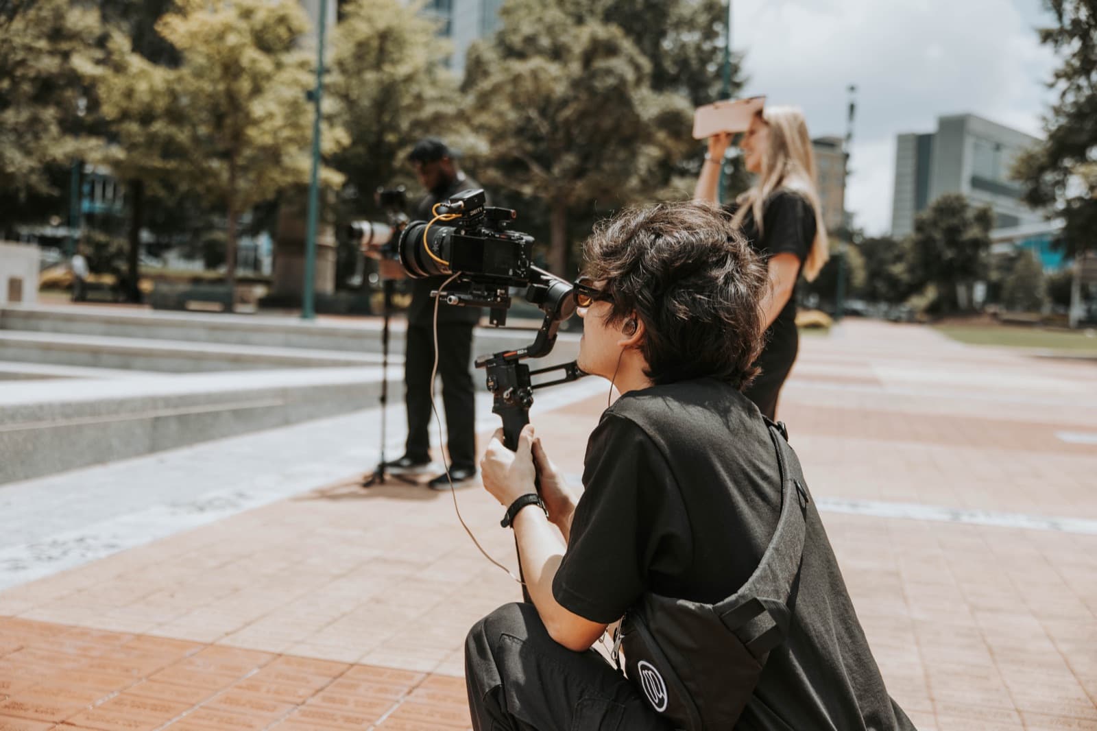 Griffith Media camera operators filming on location